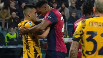 Tenso cara a cara con Yerry Mina y gol: el partido de Lautaro Martínez en el 3-0 del Inter sobre Cagliari