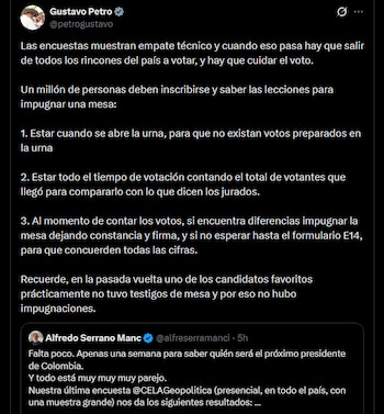 Gustavo Petro - crédito @petrogustavo/X