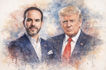 Una ilustración en acuarela muestra a Abelardo de la Espriella junto a Donald Trump - crédito