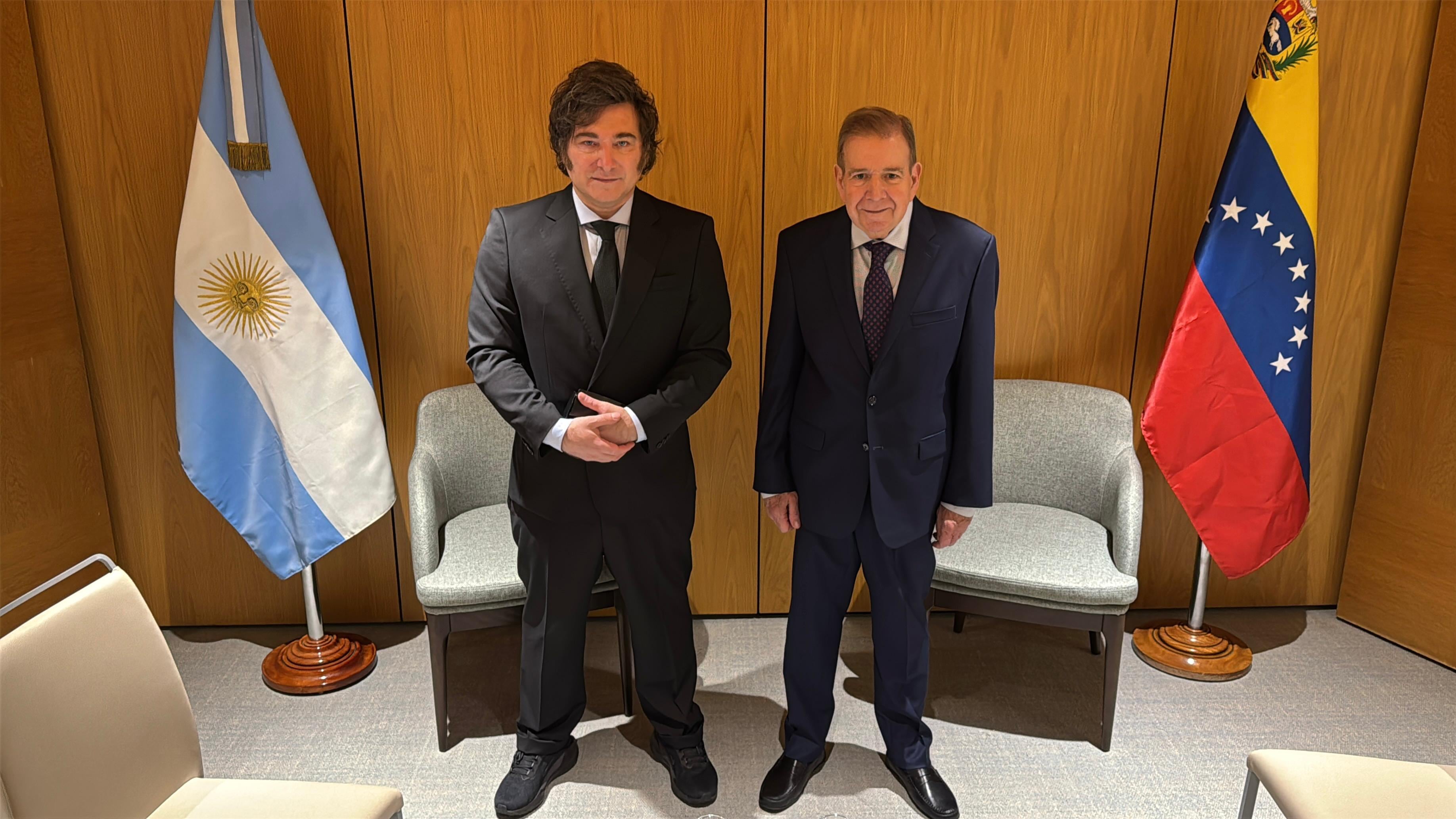 Javier Milei y Edmundo González Urrutia en Madrid