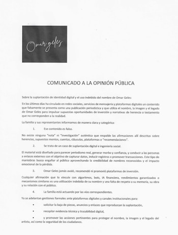 El comunicado firmado por Maren