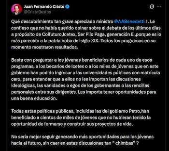 Juan Fernando Cristo pidió que