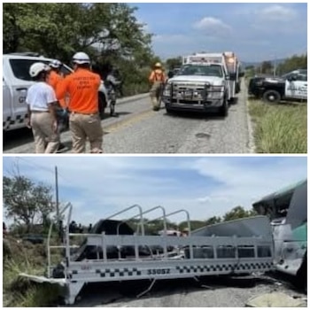 Ambulancias y elementos de diversos municipio aledaños acudieron a la zona del accidente. Crédito: Protección Civil Chiapas