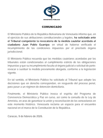 El comunicado de la Fiscalía