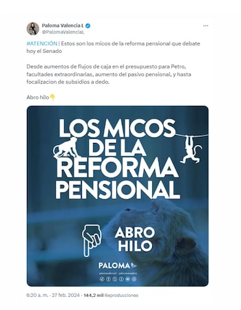 La senadora Paloma Valencia denunció