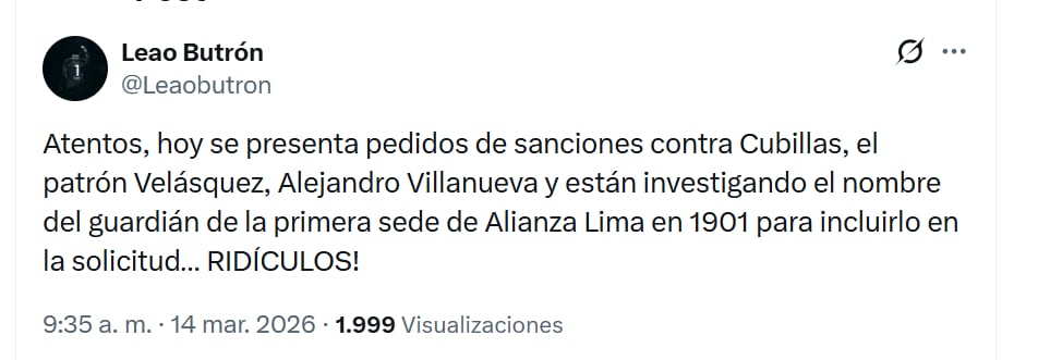 Publicación de Leao Butrón contra Universitario.