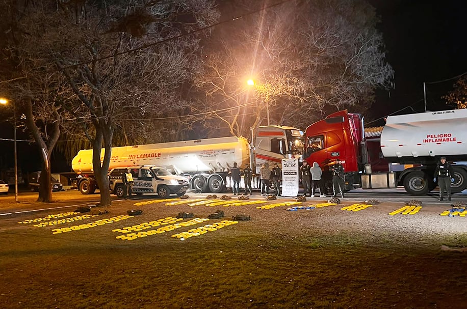 Parte de la droga secuestrada en el operativo realizado en la localidad santafesina de Susana (Fuente: Gendarmería Nacional)