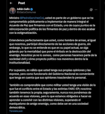 Julián Gallo también le respondió