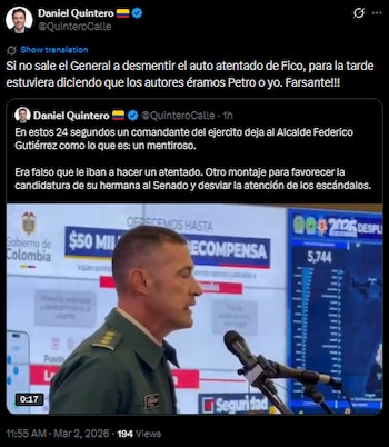 Daniel Quintero acusó a Federico