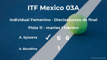 La tenista Anastasia Sysoeva consigue el puesto de los octavos de final a costa de Anastasia Burobina