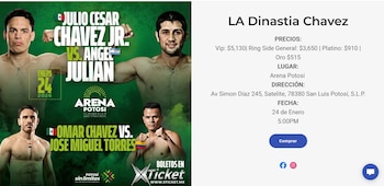 (Captura https://xticket.mx/ladinastiachavezslp)