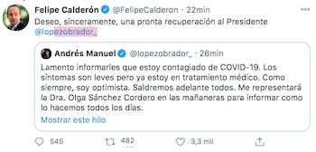 Felipe Calderón deseó pronta recuperación