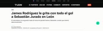 Portada de TUDN sobre James Rodríguez en el Club León - crédito TUDN