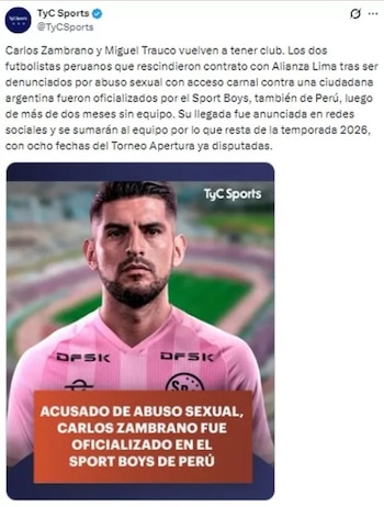 Carlos Zambrano – Miguel Trauco - Sport Boys – Liga 1 2026 – Perú – deportes – 8 abril