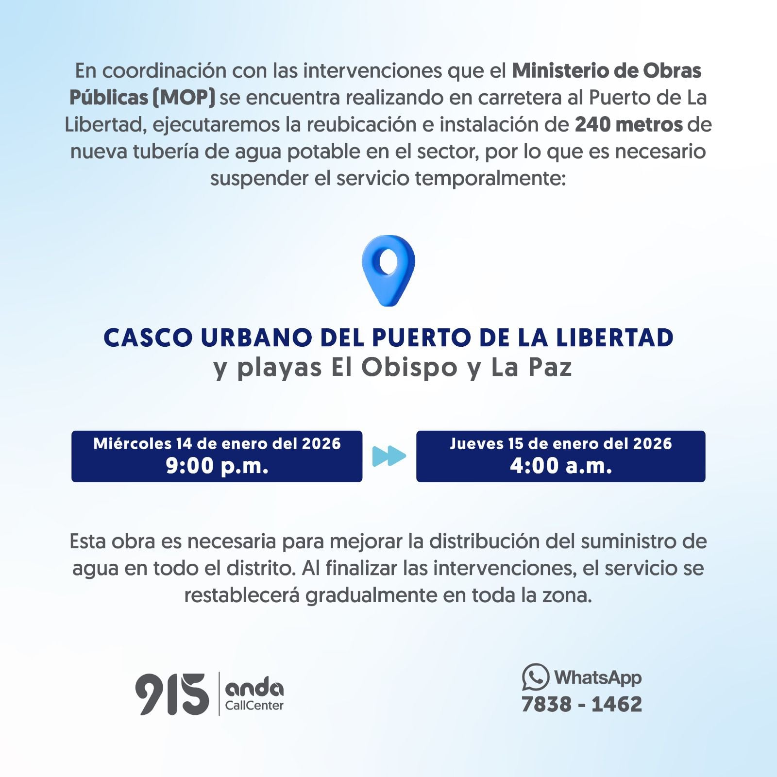 A través de las redes sociales, la autónoma informó sobre los trabajos que se van a ejecutar en la carretera al puerto de La Libertad. (Gráfico: Anda/ Gobierno de El Salvador)