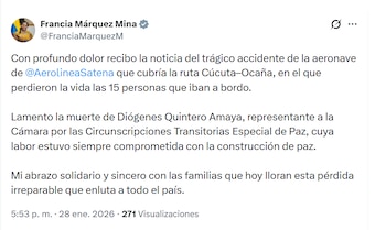 Francia Márquez envió un abrazo