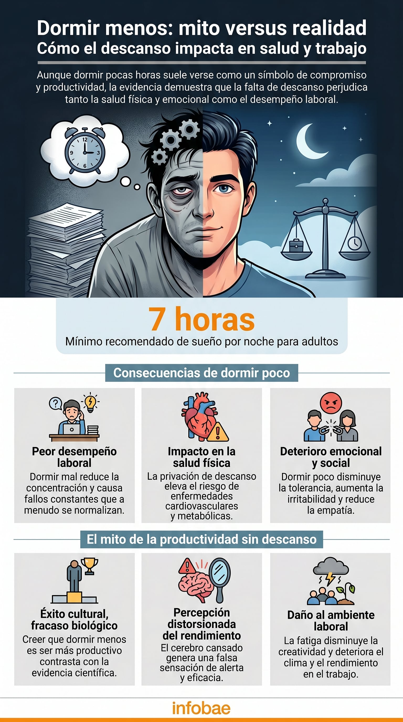 La cultura de la hiperactividad promueve una visión errónea de productividad, evidenciándose que la privación de descanso perjudica la eficiencia, la toma de decisiones y el equilibrio emocional (Imagen Ilustrativa Infobae)