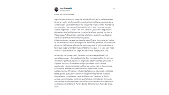 Parte del comunicado de Juan