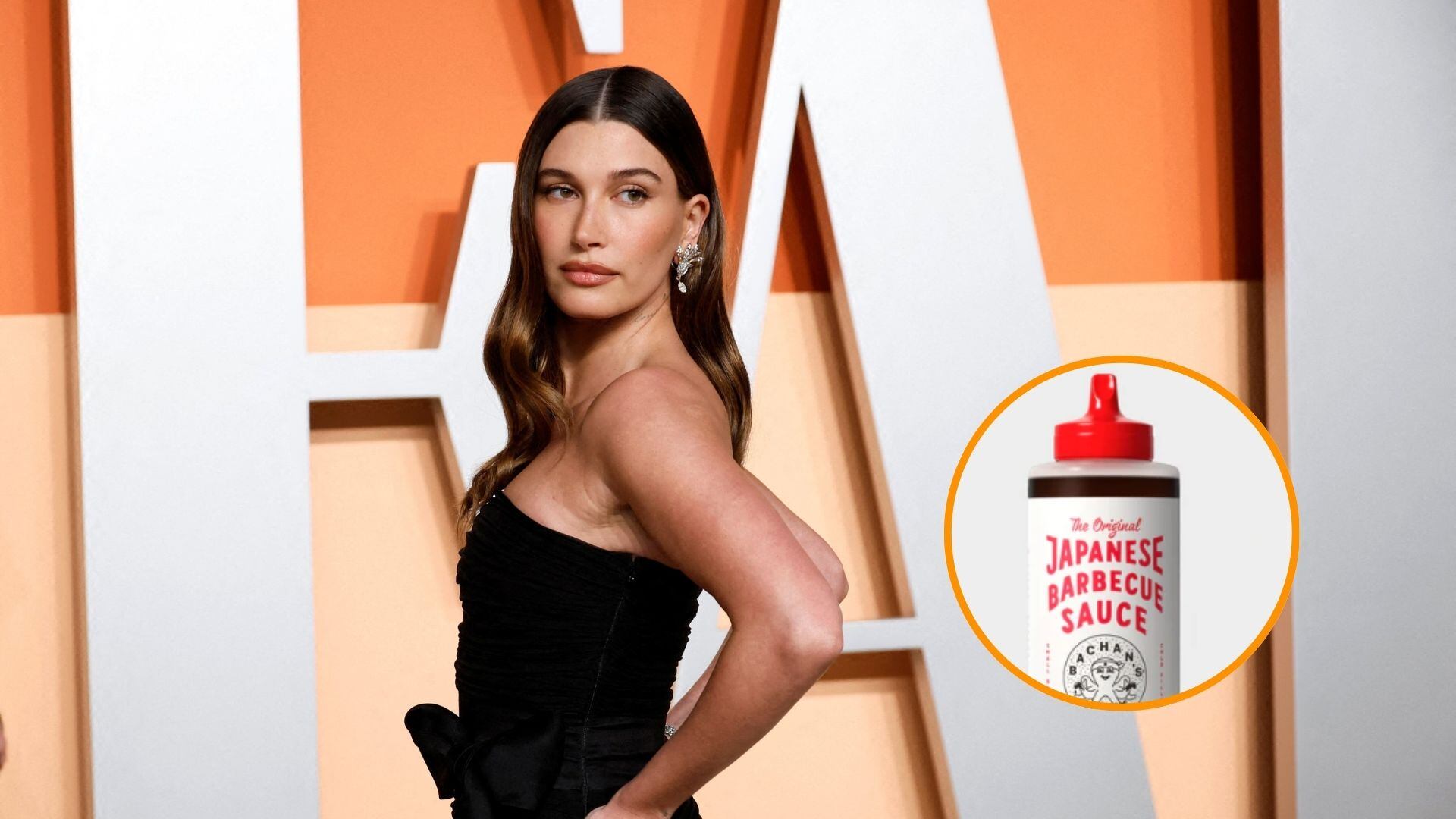 Esta es la salsa japonesa favorita de Hailey Bieber. (Montaje Infobae: Reuters/Bachan)