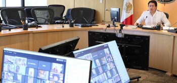 Delgado se reunió de manera virtual con el grupo parlamentario que lidera en la Cámara de Diputados (Foto: Diputados Morena)