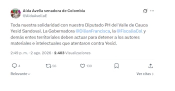 Aída Avella y su apoyo al diputado Yesid Sandoval