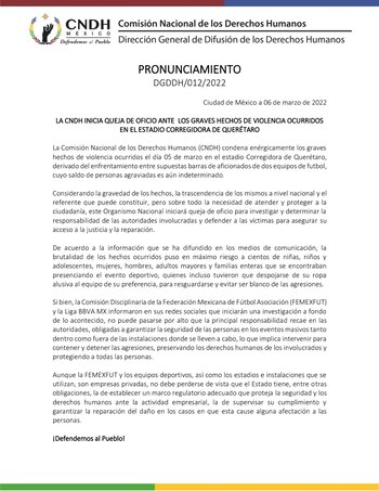 La Comisión emitió un comunicado