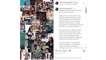 Maricarmen Guerrero se despidió de Alianza Lima con una extensa publicación.
