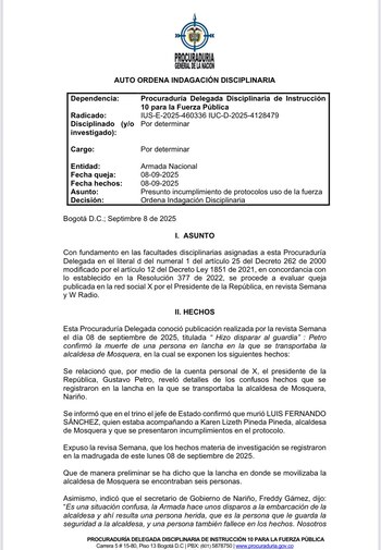 La investigación busca esclarecer si hubo uso excesivo de la fuerza y vulneración de normas institucionales - crédito @PGN_COL / X