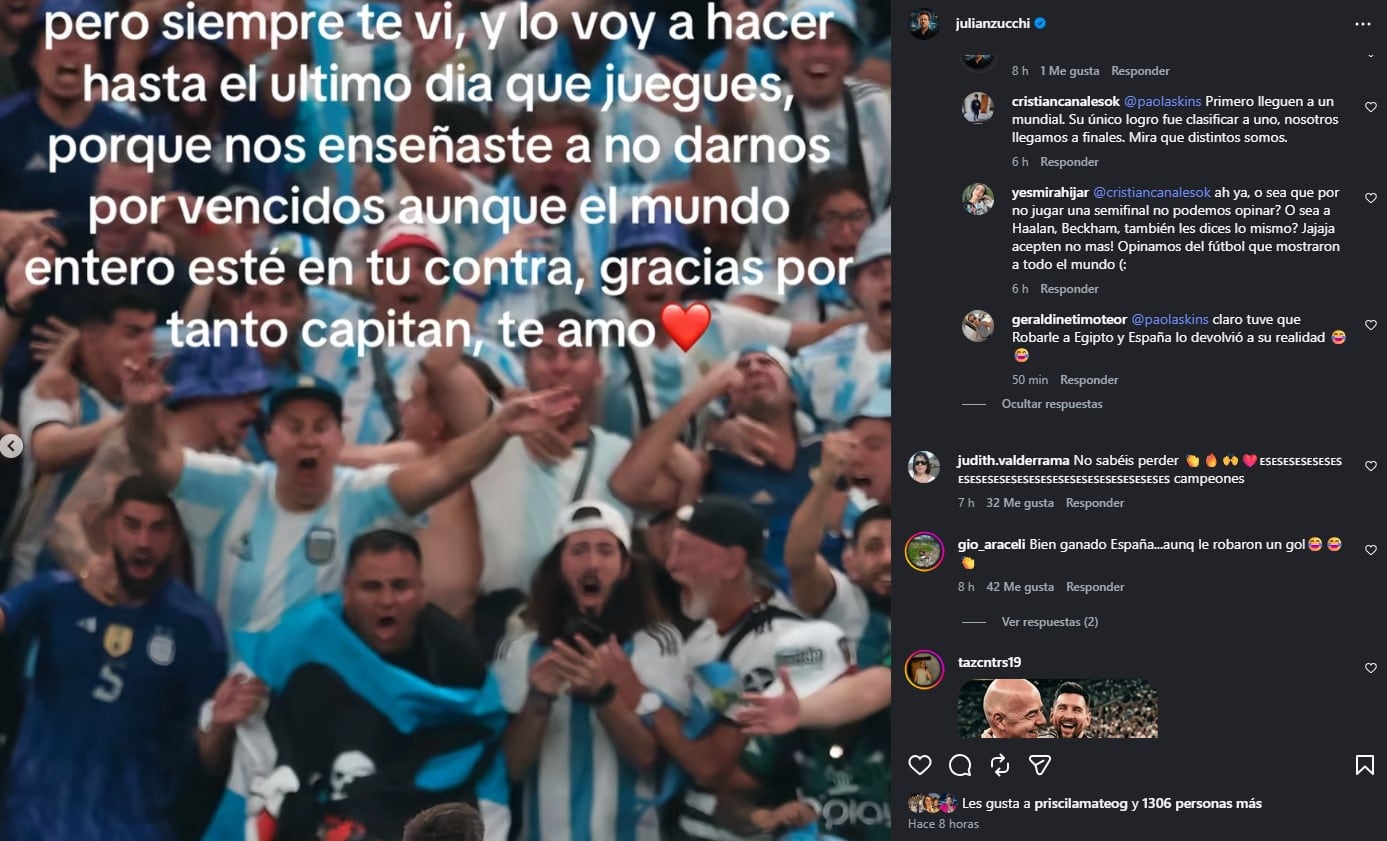 Julián Zucchi saca cara por Argentina tras perder la final y lanza fuerte mensaje: “Después hablamos”. Captura: IG Julián Zucchi.