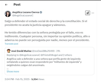 Angélica Lozano contesta a un