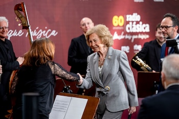 La reina Sofía visita RNE con motivo del 60 aniversario de Radio Clásica (EFE)