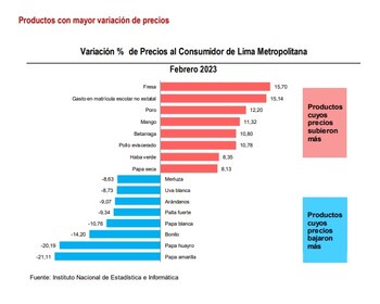 Productos con mayor variación de precios - INEI