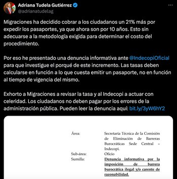 Congresista Tudela denuncia a Migraciones