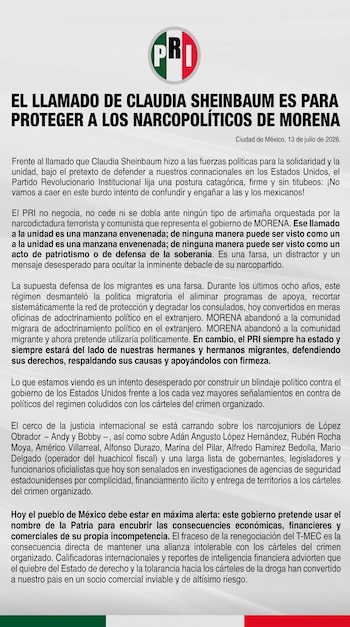Comunicado Oficial del PRI.