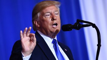 US President Donald Trump gestures