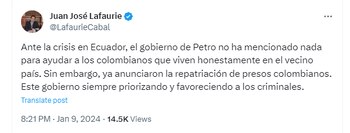 Juan José Lafaurie se fue