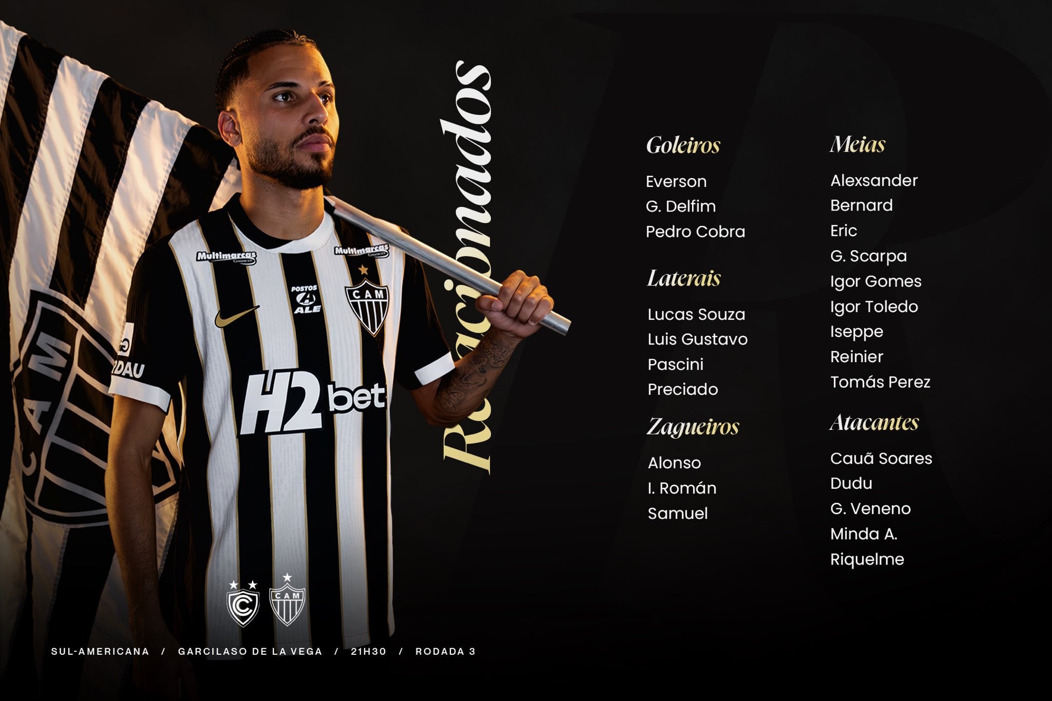 Convocados de Atlético Mineiro para el duelo ante Cienciano por Copa Sudamericana 2026. Crédito: X Atlético Mineiro.