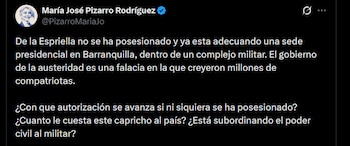 María José Pizarro - crédito @PizarroMariaJo/X