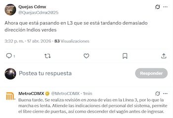 Retrasos en toda la Línea 3 del Metro CDMX (X/ @QuejasCdmx2025)