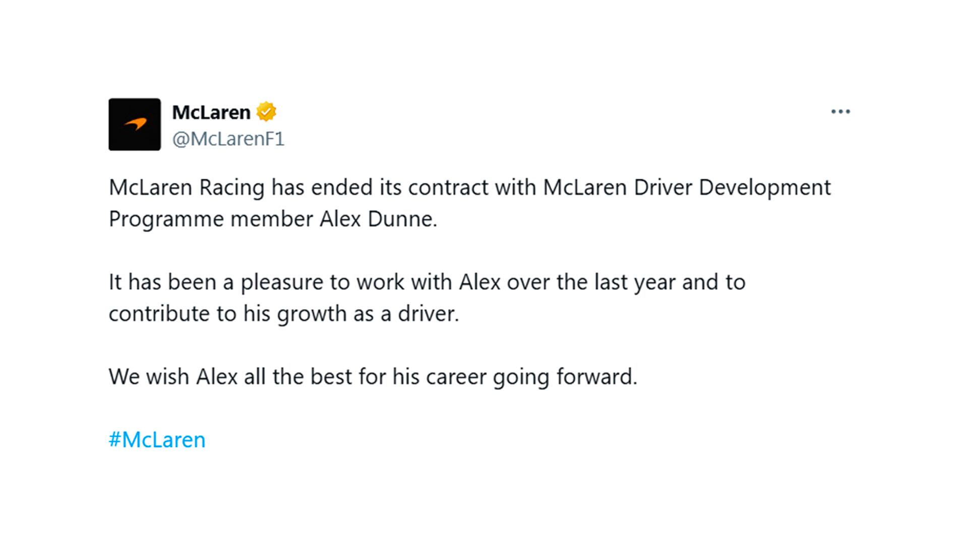 El comunicado de McLaren (Foto: @McLarenF1)