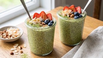 Receta de chía pudding con matcha y canela, rápida y fácil
