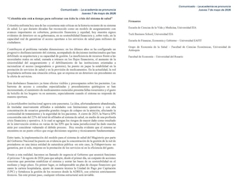 Las universidades firmantes afirmaron que la crisis actual exige decisiones urgentes para recuperar la estabilidad financiera y operativa del sistema de salud colombiano - crédito X