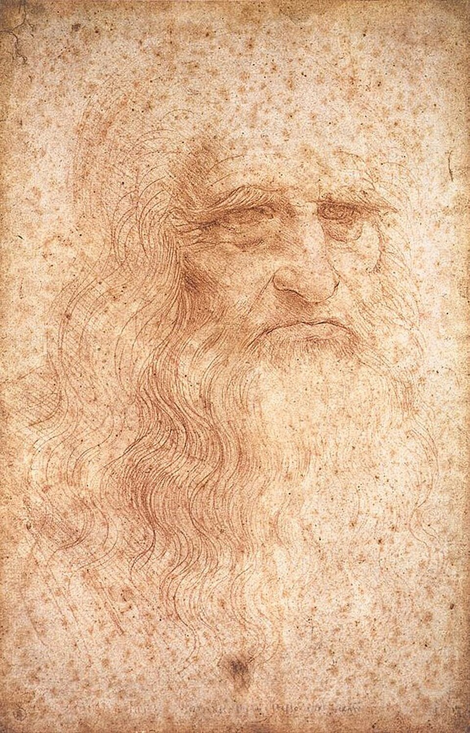Leonardo da Vinci, en un autorretrato de 1513 realizado en tiza roja