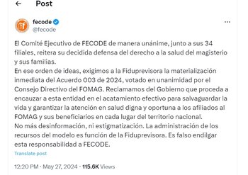 Fecode reiteró su defensa del