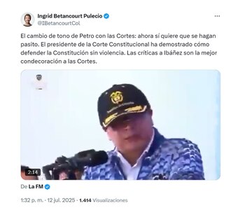 Ingrid Betancourt cuestionó el cambio