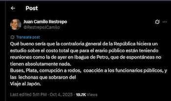 Juan Camilo Restrepo cuestionó los