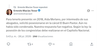 Ernesto Macías recordó escándalo de Aida Merlano