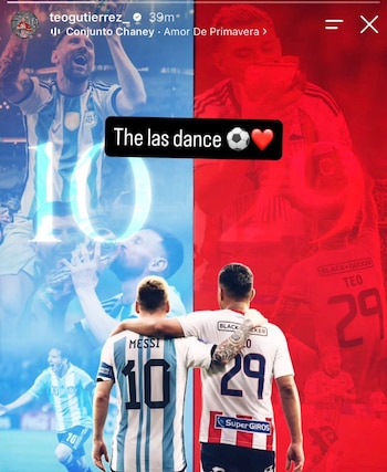 La historia que publicó Teófilo Gutiérrez en su cuenta de Instagram a propósito del retiro de Lionel Messi - crédito @teogutierrez_/Instagram