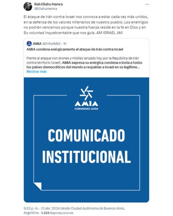 El rabino Hamra pidió a