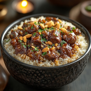 Pollo en salsa de almendras.